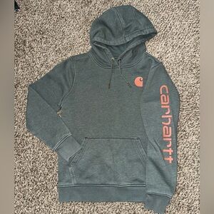 CARHARTT Green/Gray and Orange Woman’s Pullover Hooded Sweatshirt